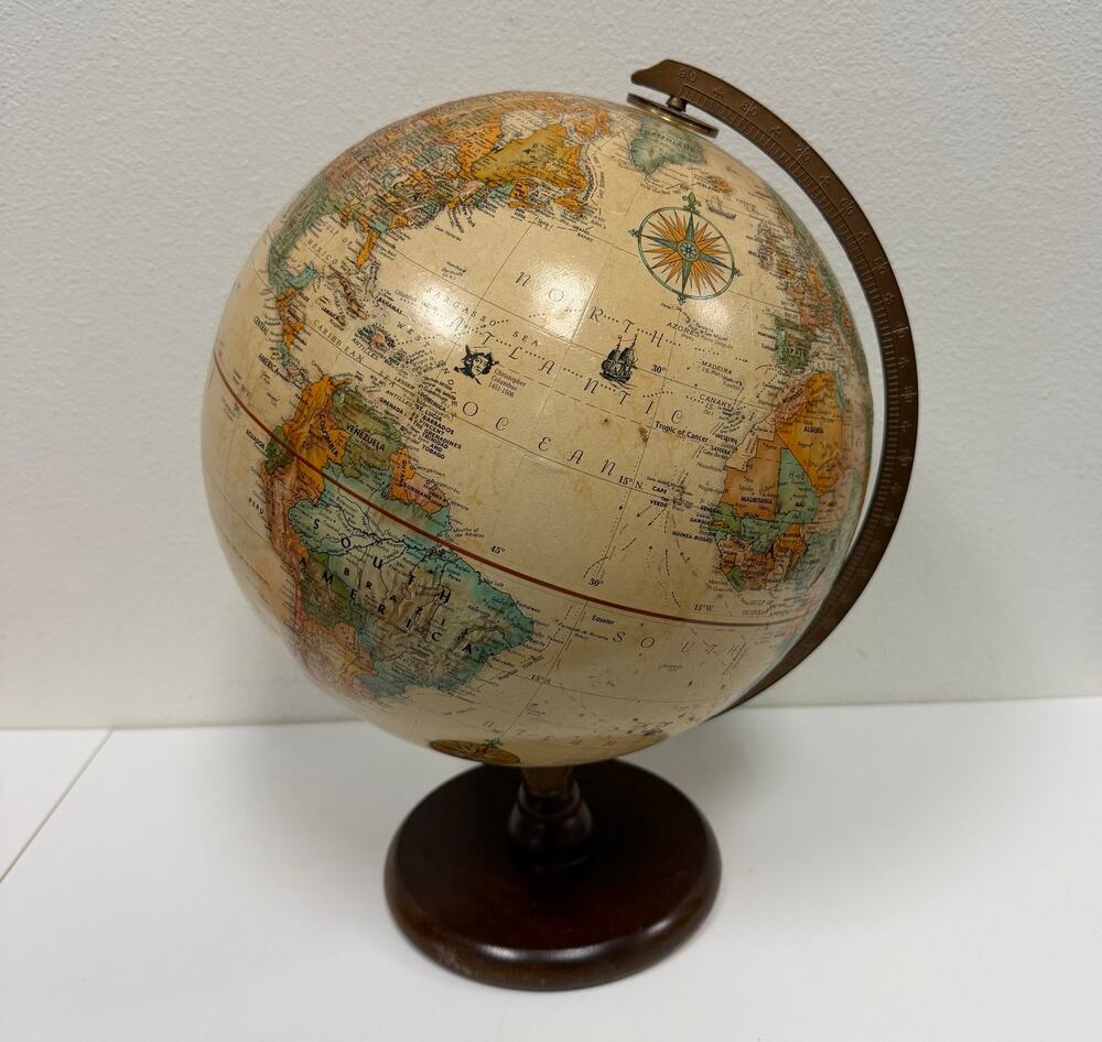 Replogle World Classic Series 12” Globe Wood Base Raised Relief Map Made in USA